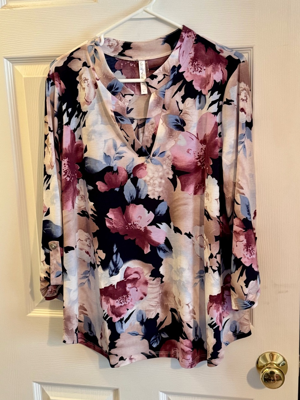 Dear Scarlett Floral Print Top - Pink, Navy & Cream
